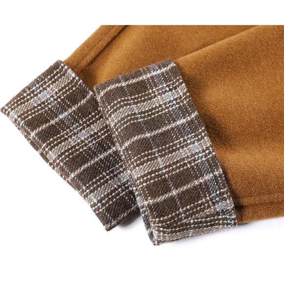 Plaid Cuff Wool Coat