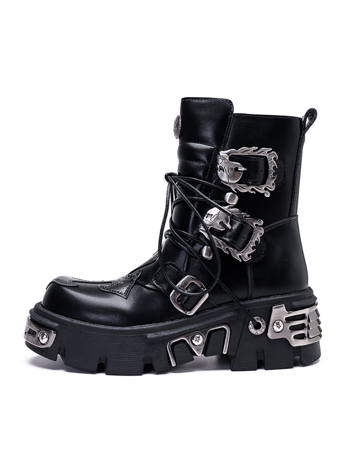 Motorrad Punk Metall Hohe Stiefel 