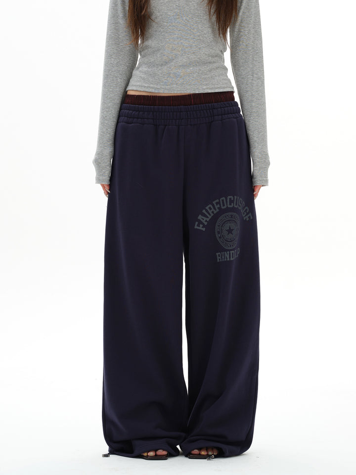 Retro Løs Passform Trykte Sweatpants 