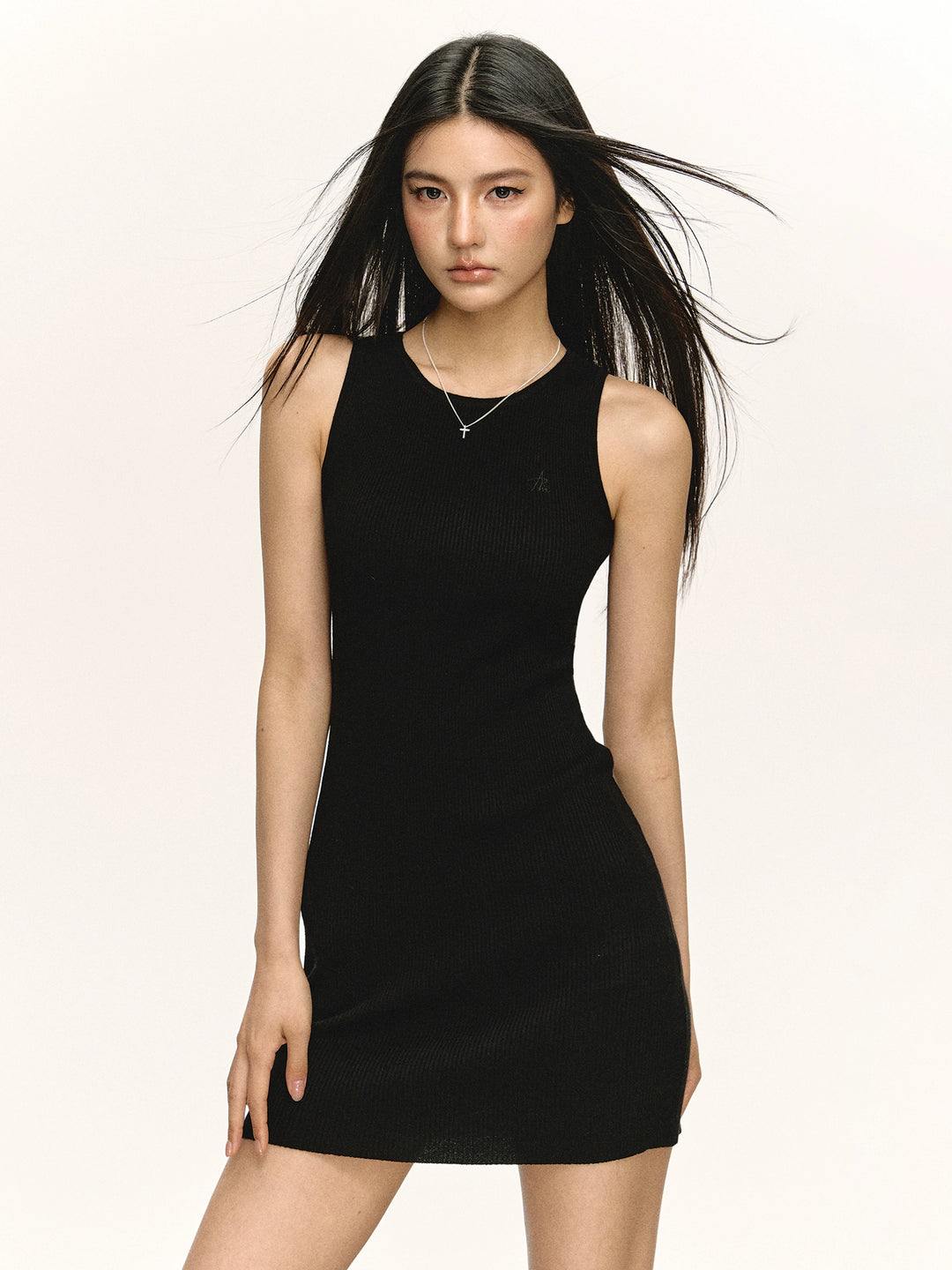Sleeveless Ribbed Knit Casual Sundress