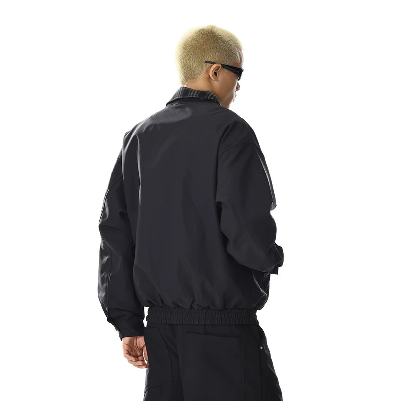 جاكيت بومبر فضفاض بنقشة مربعات الكاروهات 