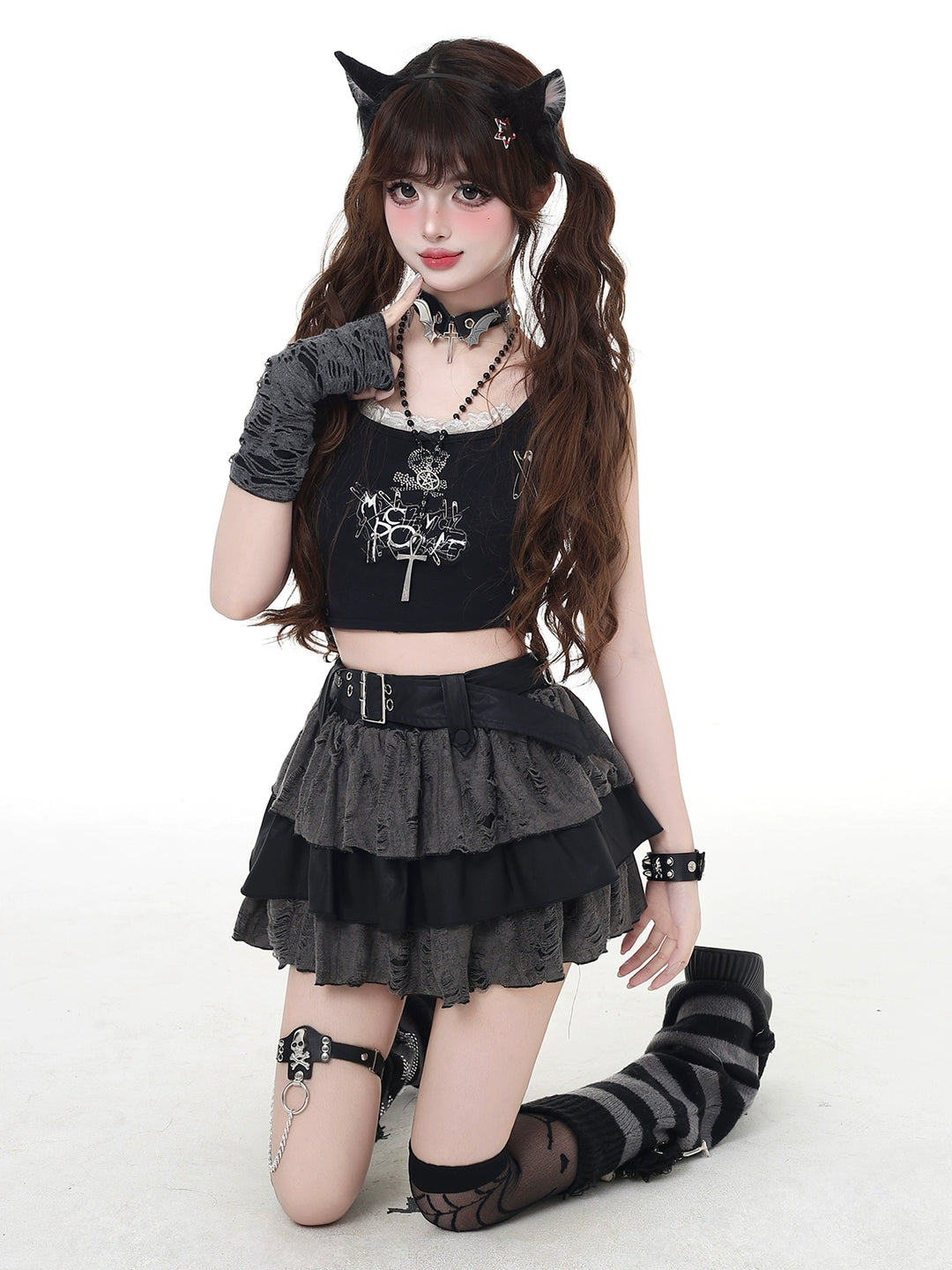 Y2K Ruffled Layered Mini Skirt