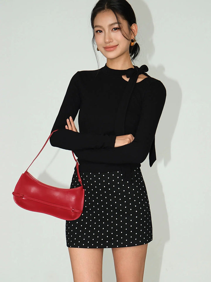 Slim-Fit Bowknot Knit Sweater