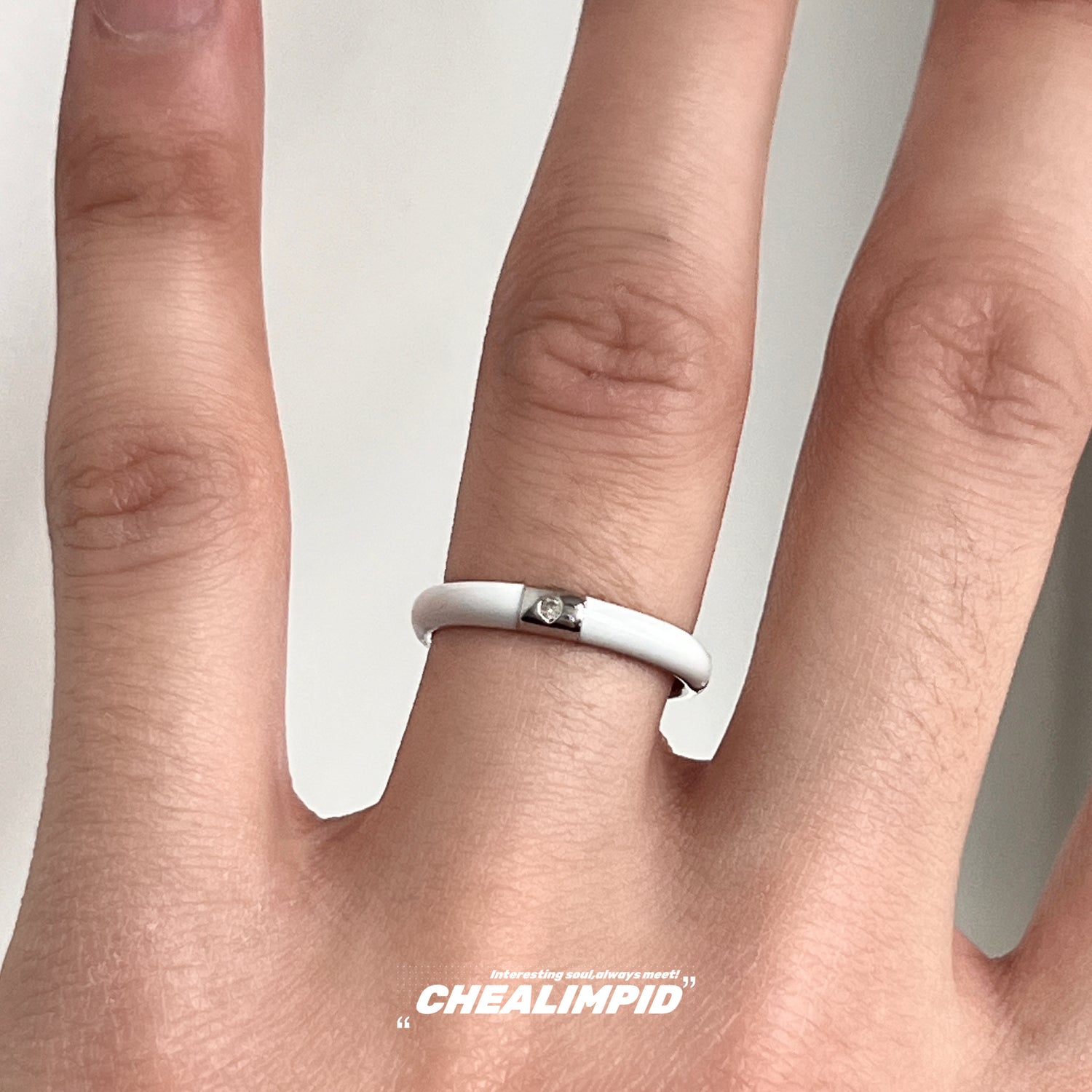 Minimalist Porcelain Zircon Ring