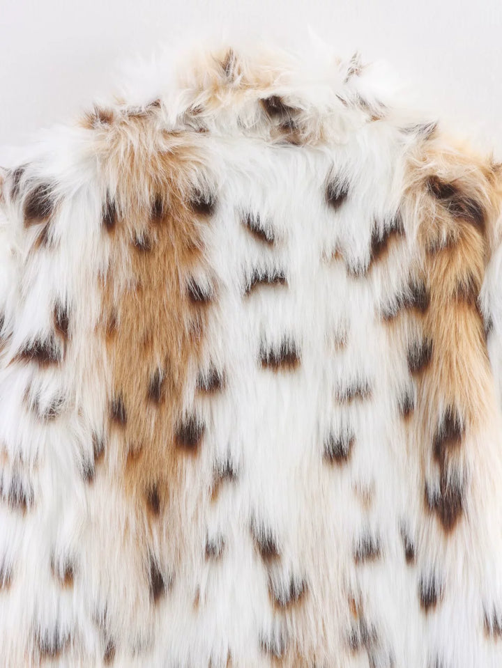 Lang faux fur leopardmønstret frakk 