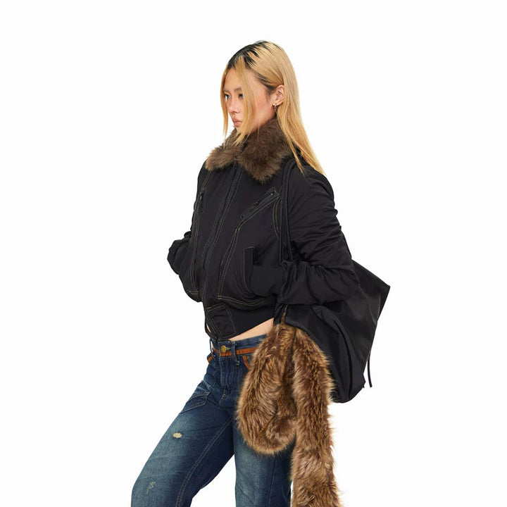 Detachable Collar Thick Short Jacket