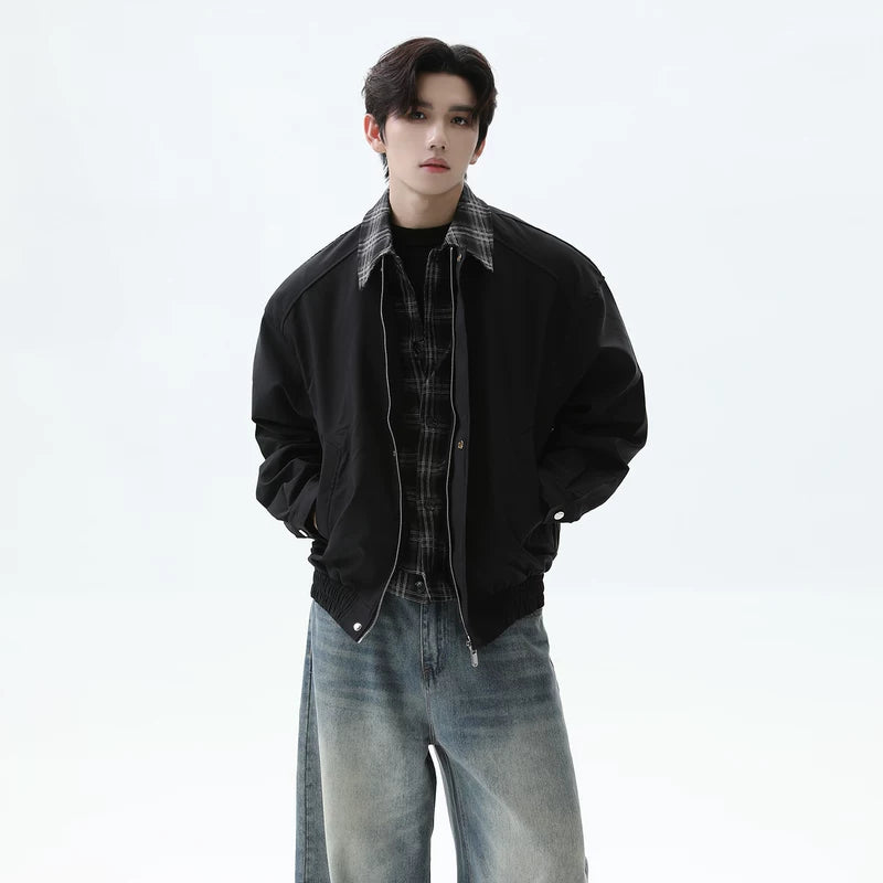 Plaid Lapel Retro Loose Fit Jacket