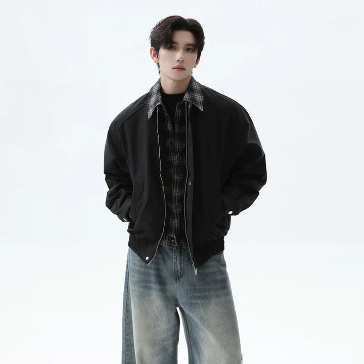 Plaid Lapel Retro Loose Fit Jacket