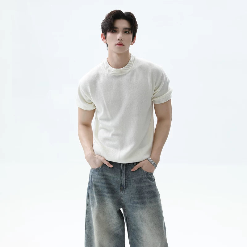 Lambswool Blend Crew Neck Knit Pullover