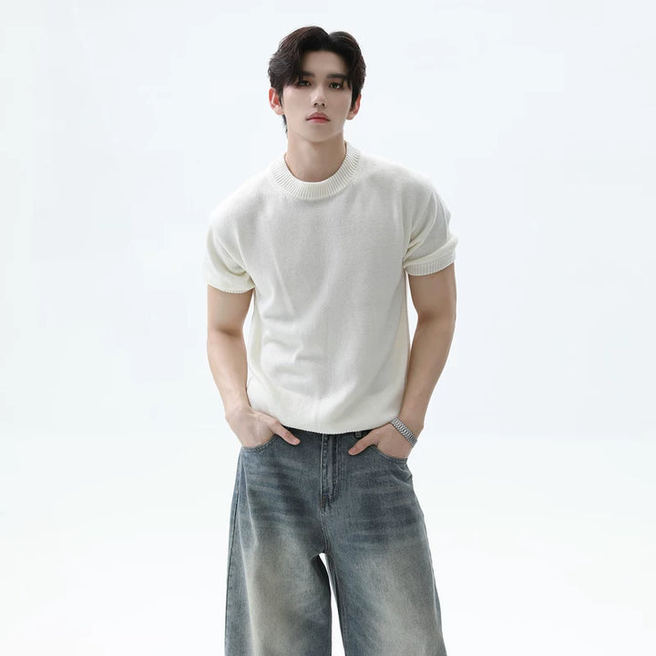 Lambswool Blend Crew Neck Knit Pullover