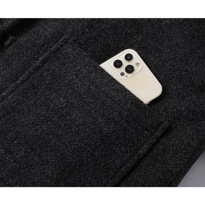 Abrigo de Invierno Largo de Lana Forrado de Forro Polar 