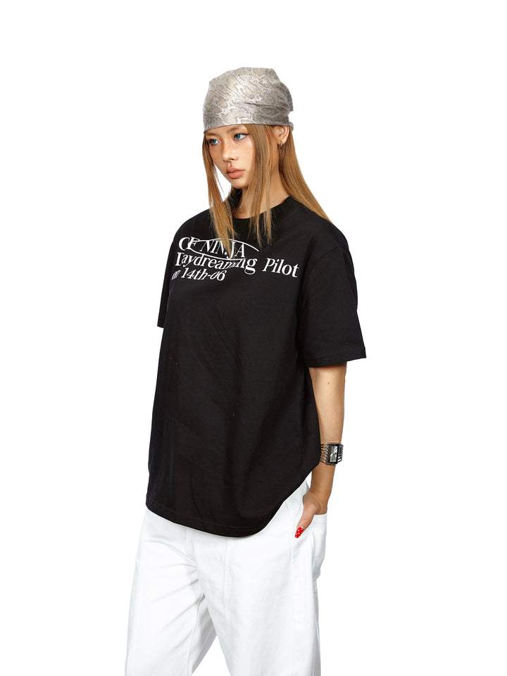 Letter Print Loose Fit Short Sleeve T-Shirt
