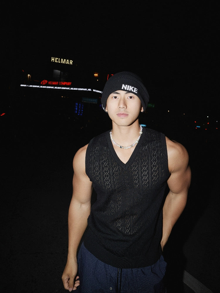 Hollow Knit Loose Sleeveless Vest