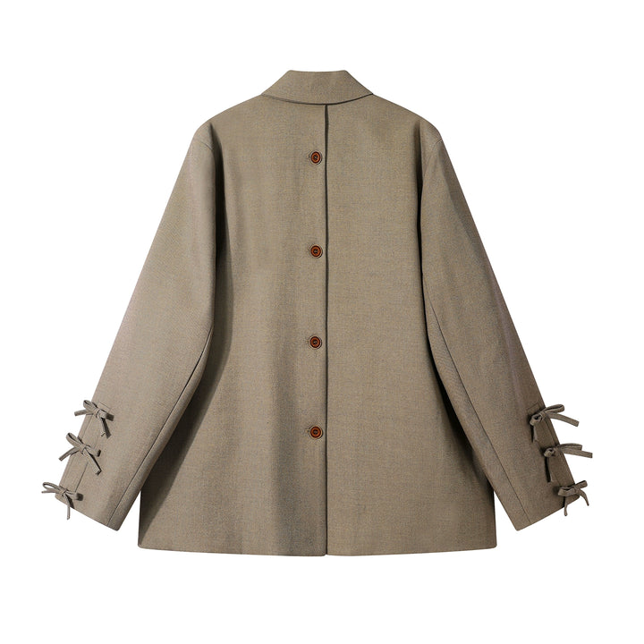 Bow Cuffs Double-Breasted Blazer