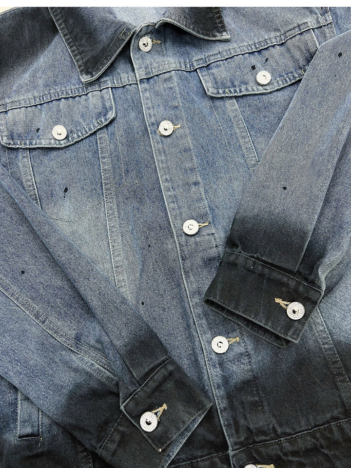 Denim Gradient Jakke og Bukser Sett 