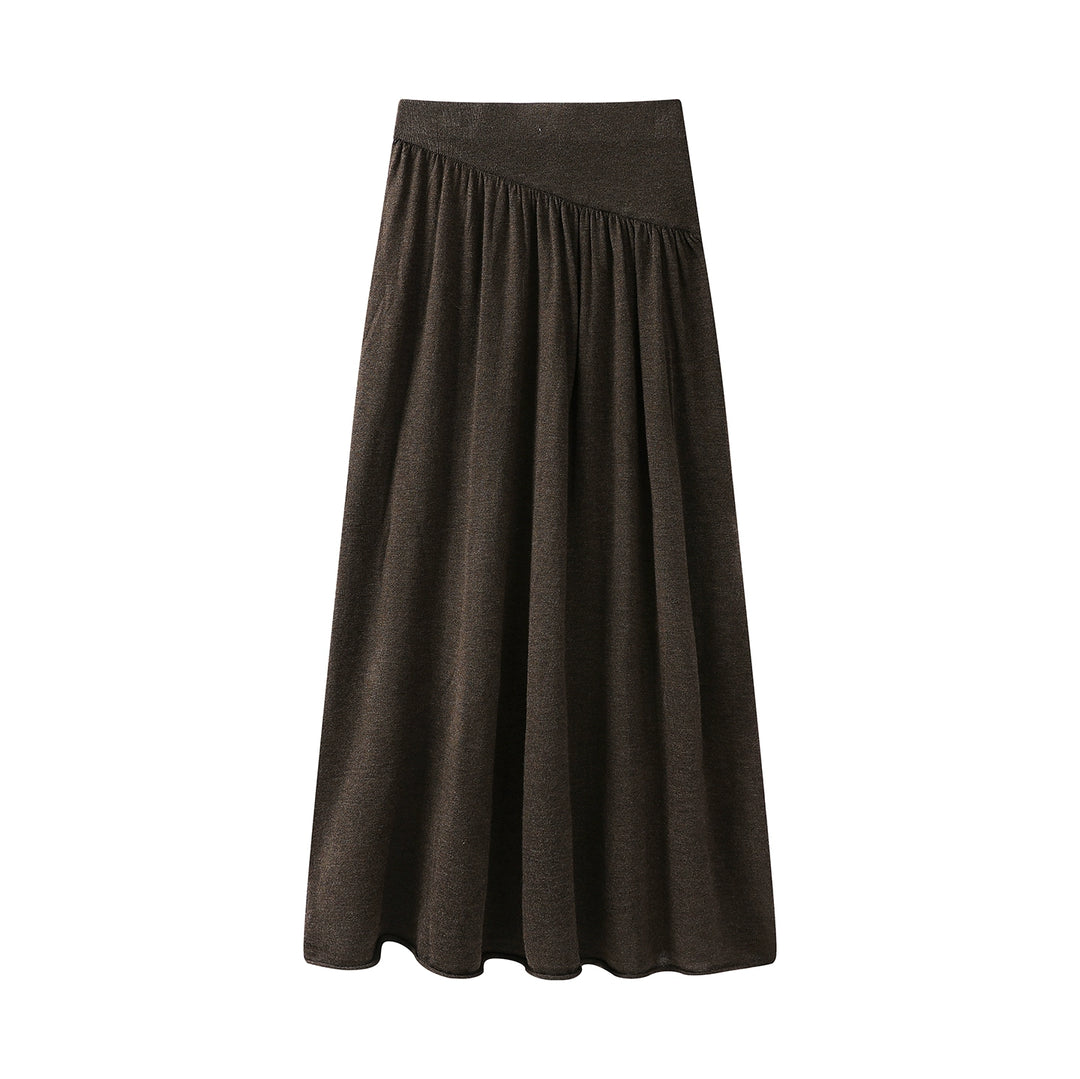 Stickad draperad slim fit lång kjol 