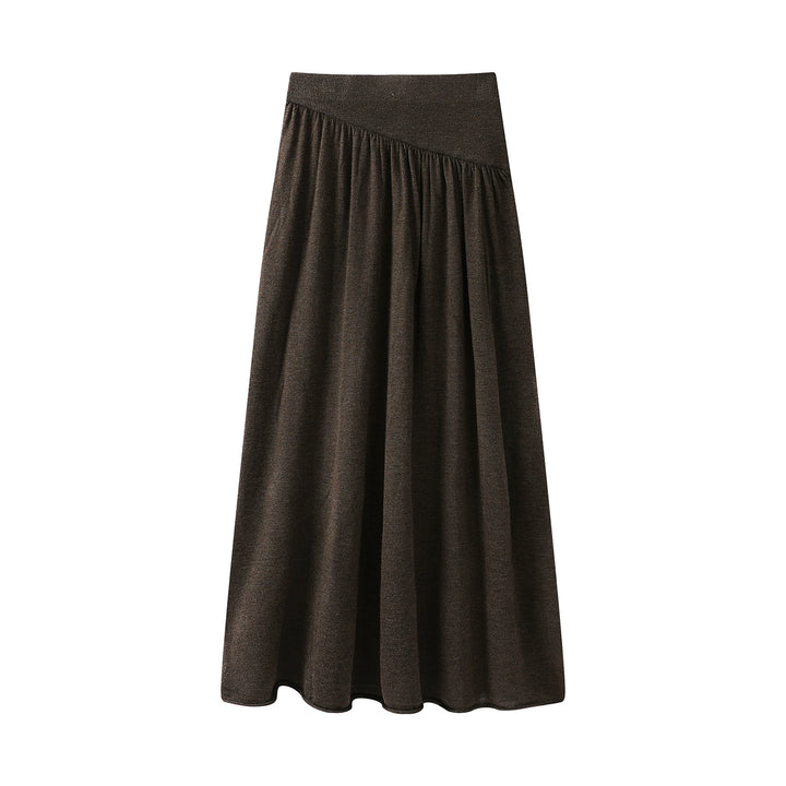 Stickad draperad slim fit lång kjol 