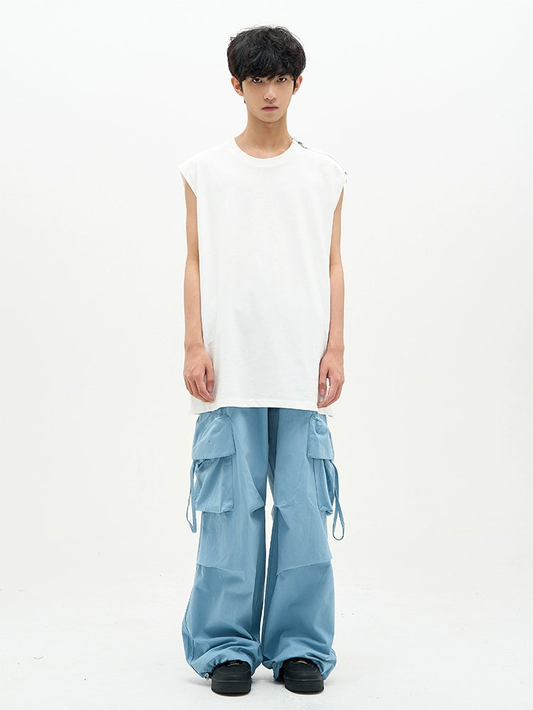 Pantalones cargo paracaidistas sueltos con múltiples bolsillos 