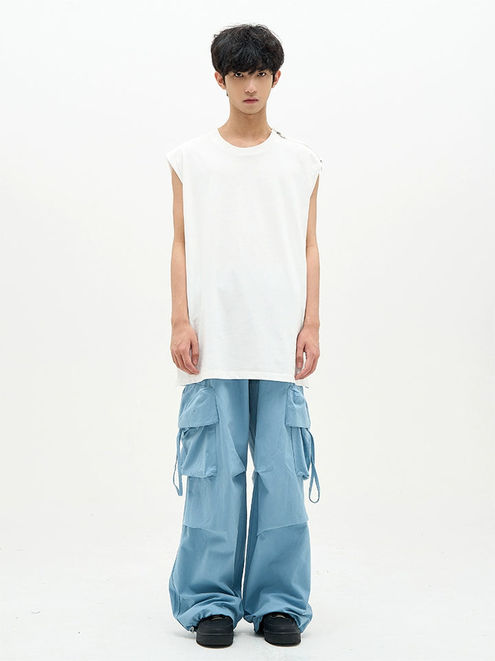 Pantalones cargo paracaidistas sueltos con múltiples bolsillos 