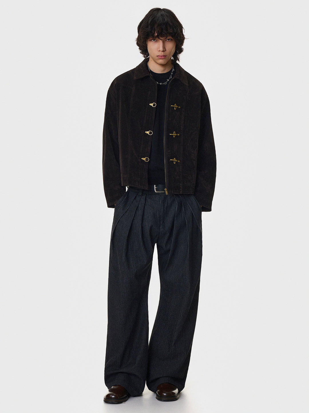 Toggle Closure Suede Cropped Jacket
