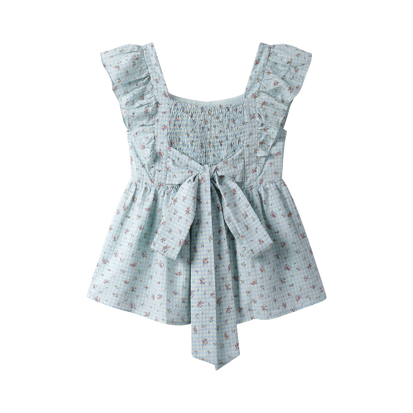 Colete Floral com Renda de Decote Quadrado 