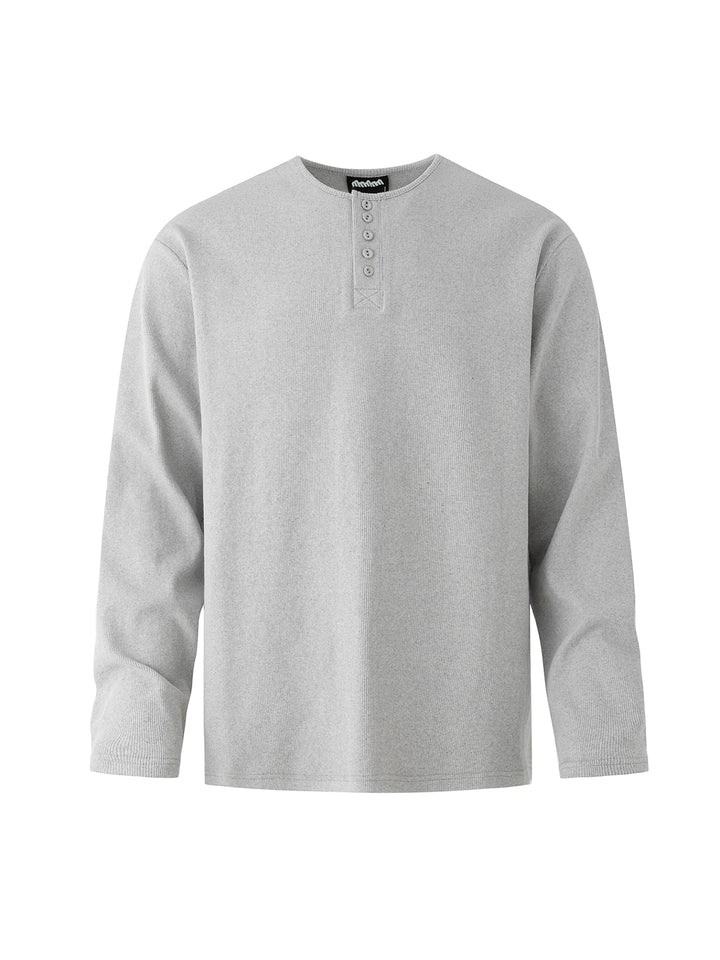 Φούτερ με μακριά μανίκια Waffle Henley 