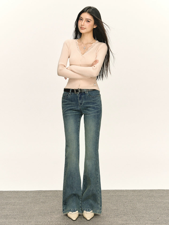 Retro Flared Slim Fit Jeans Pants