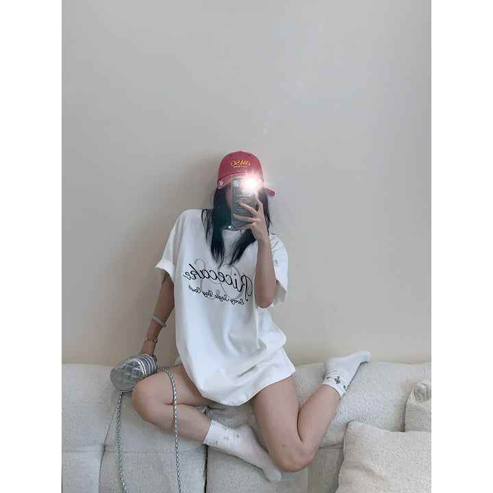 Embroidered Cotton Short Sleeve Turtleneck