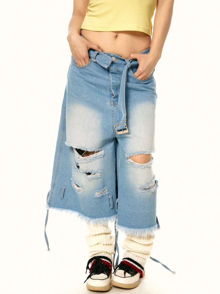 Ripped Cropped Bandage Casual Jeans