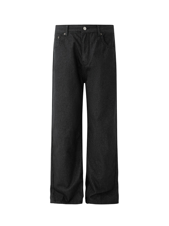 Jeans rectos anchos de lavado retro 