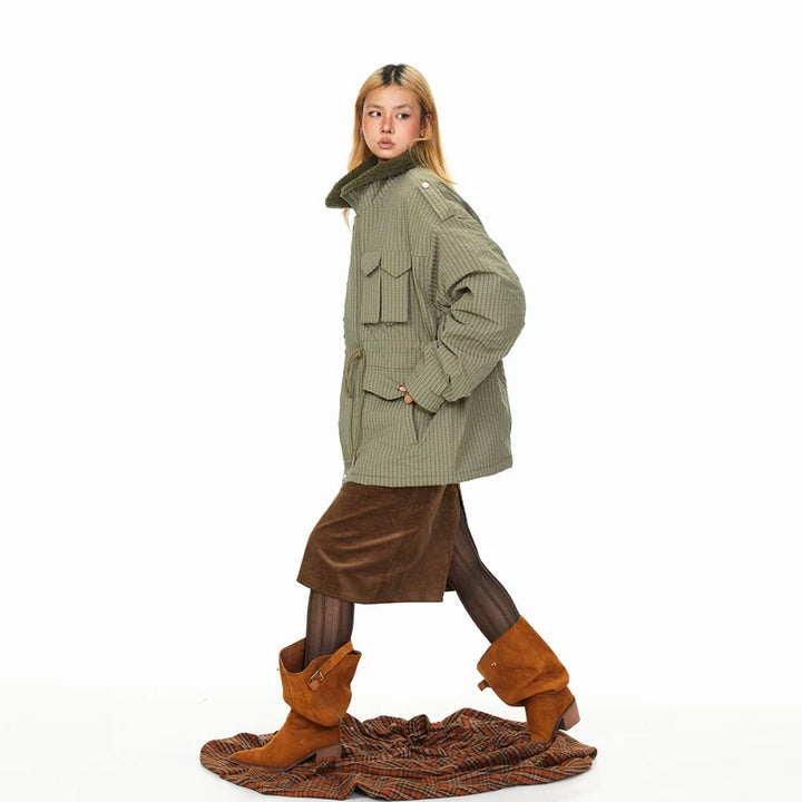 Lambswool Plaid Multi-Pocket Jacket