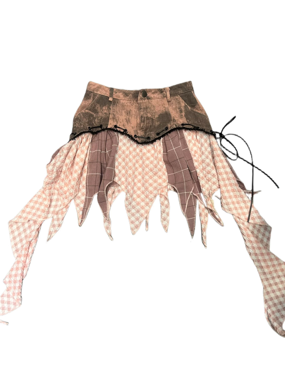 Asymmetrical Fishtail Patchwork Short Skirt