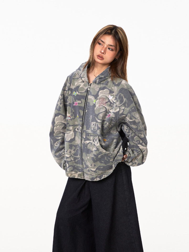 Camouflage Graffiti Hooded Jacket