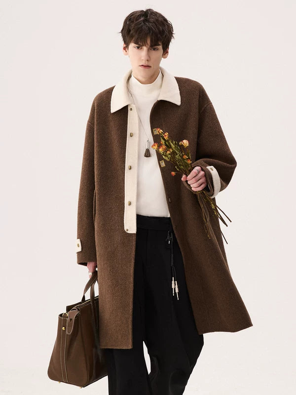 양면 울 긴 겨울 코트 