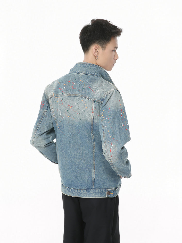 Veste en denim éclaboussée d'encre 