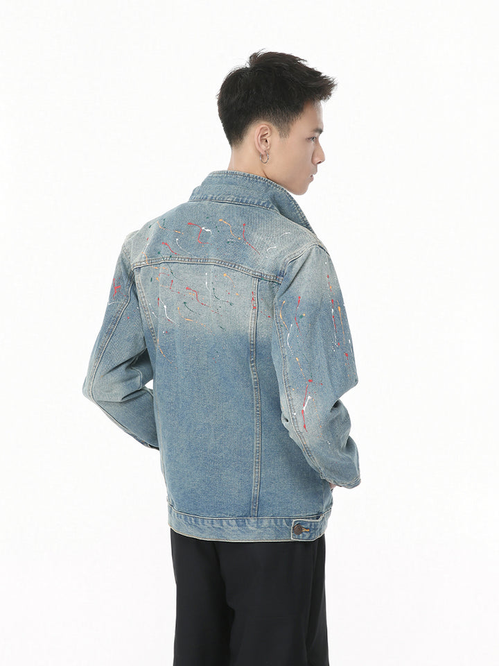 Veste en denim éclaboussée d'encre 