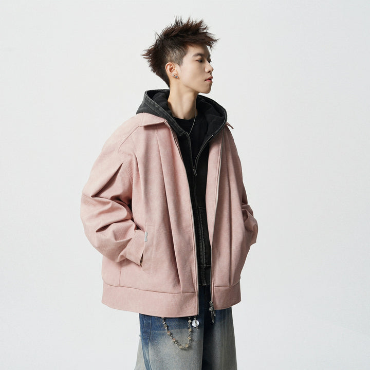 Veste de moto en cuir PU déstructurée et ample 