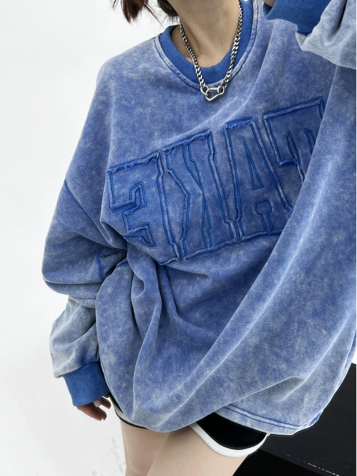 Oversized Embroidered Letter Sweatshirt