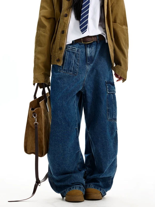 Pantalones de trabajo cargo de mezclilla holgados 