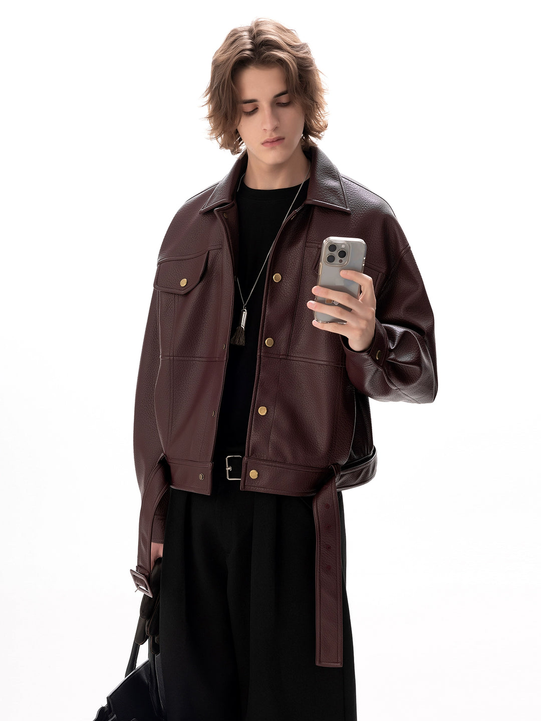 Belted Leather Motorcycle Jacket