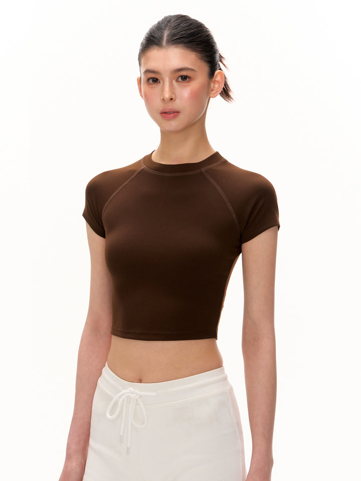 Short Sleeve Fitted Mock Neck Top