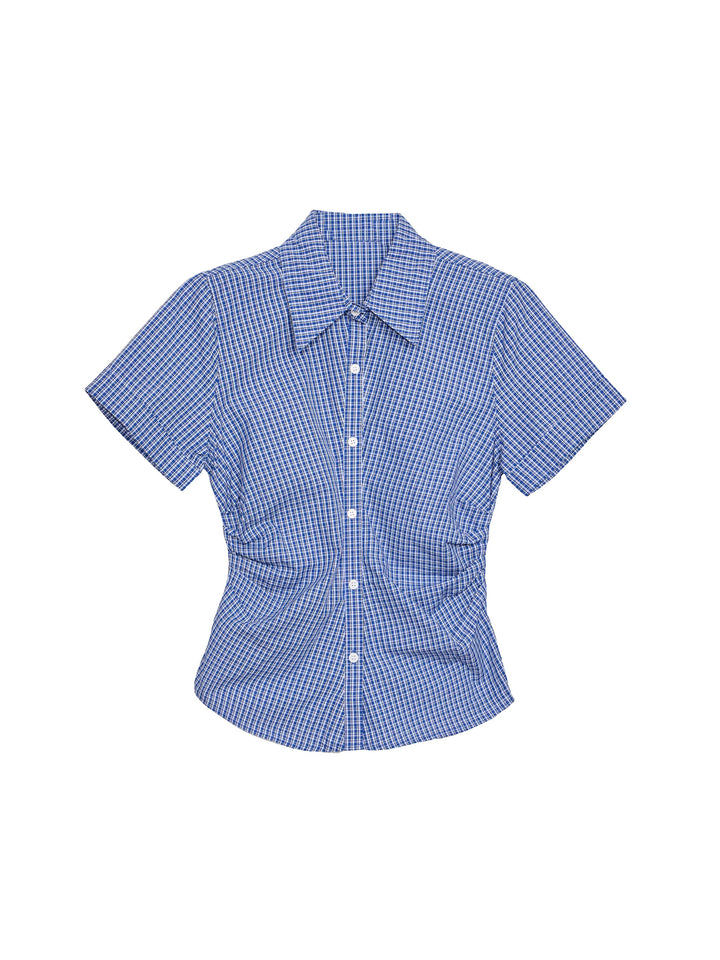 Plaid Short Sleeve Slim Fit Shirt