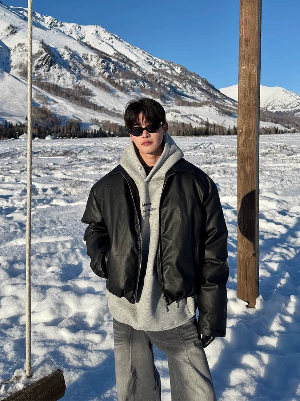 Minimalist PU Leather Zip Jacket