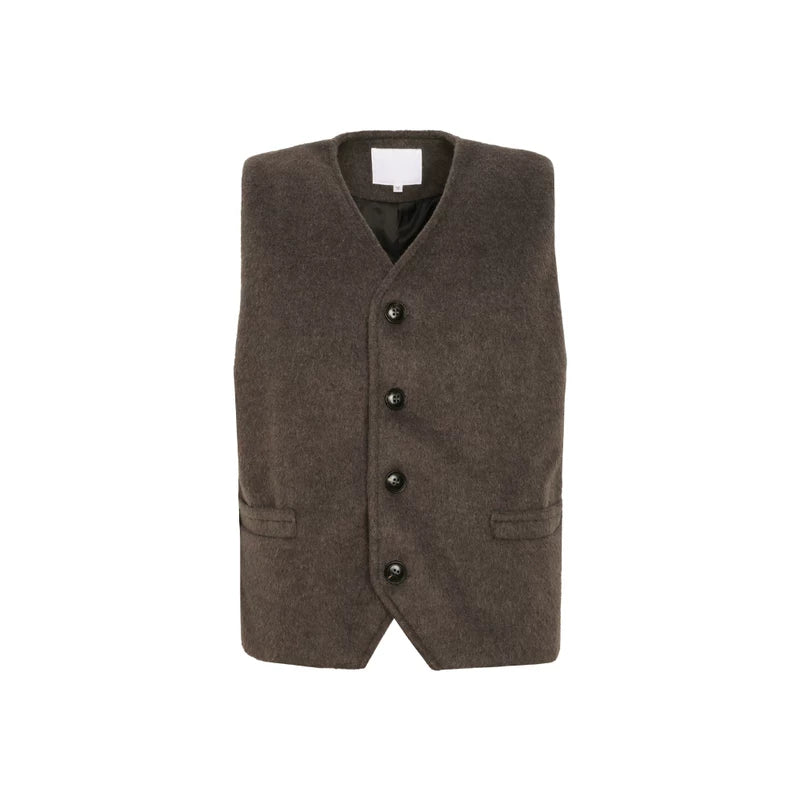 Wool Blend V-neck Single-breasted Vest