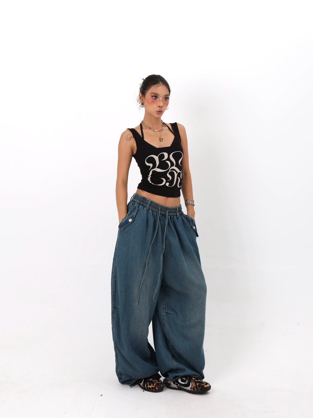 Denim Straight Leg Pants