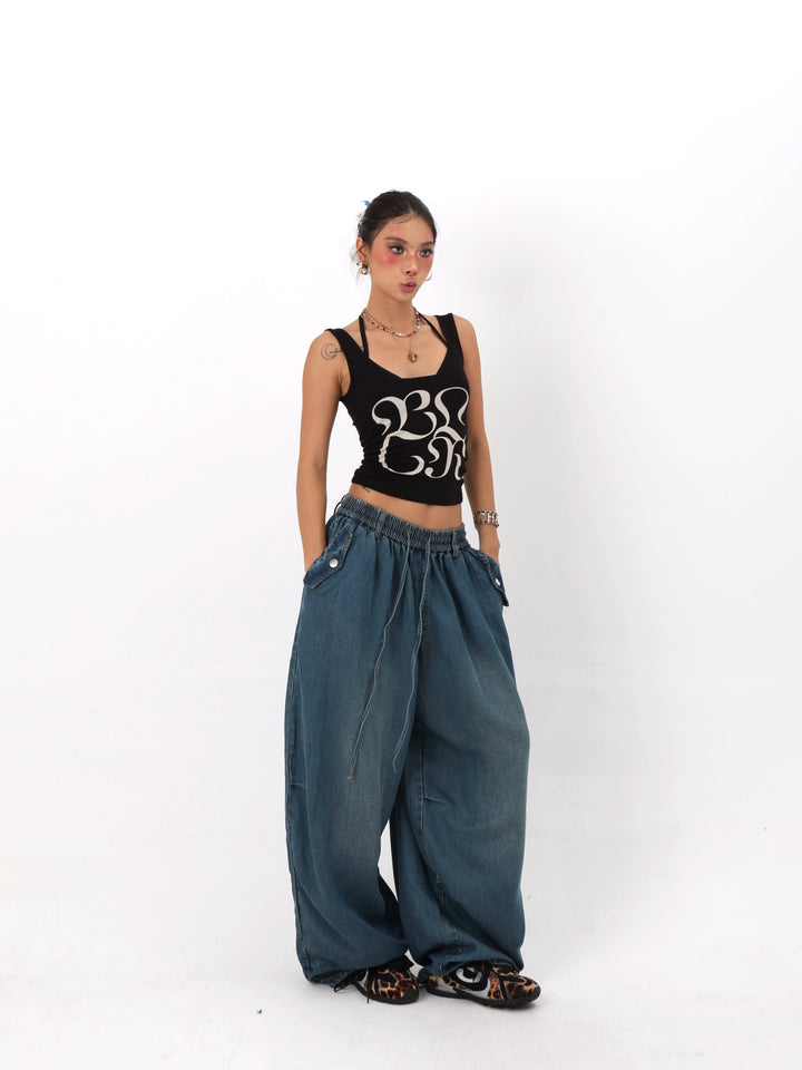Denim Straight Leg Pants