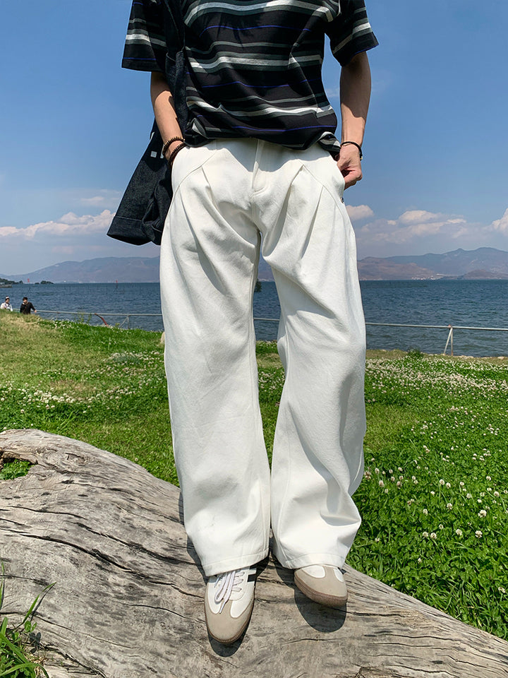 White Wide-Leg Straight Jeans