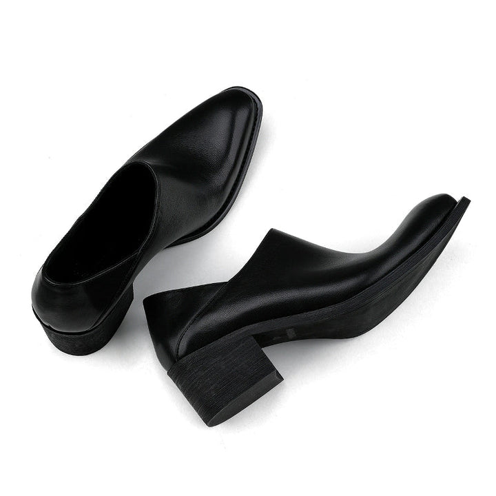 Pointed Toe Leather Chelsea Casual Shoes