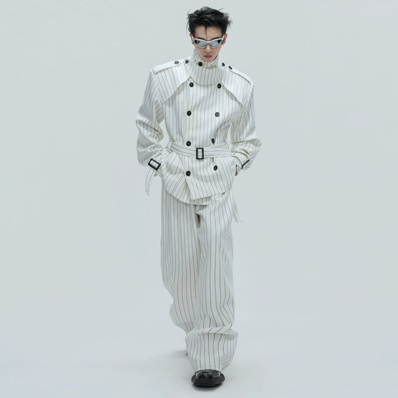 Striped Loose Trench Coat and Pants (sold separately)