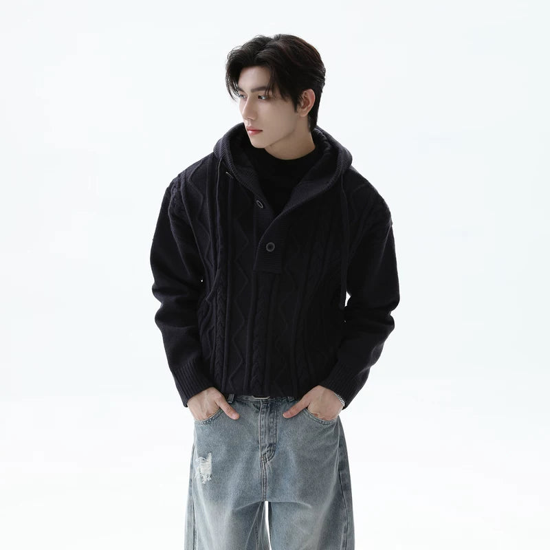 Cable Knit Hooded Pullover Sweater